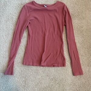 Old Navy Women's Ribbed Mauve Long Sleeve Top